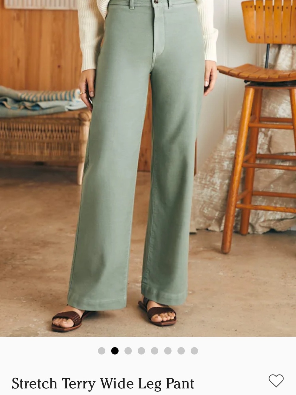 Faherty Stretch Terry Wide Leg Pant size 24
